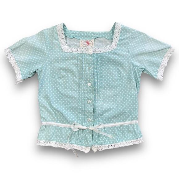 Vintage 70s 80s Laura Ashley Cropped Prairie SS Blouse SZ US‎ 8 - Picture 1 of 3